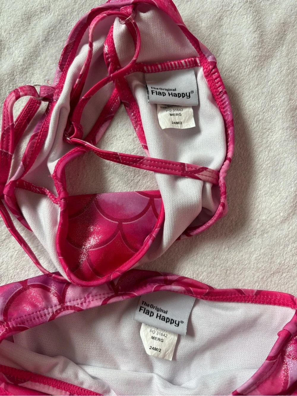 Flap Happy Pink Mermaid 3-Piece Swim Set 24M/2 • Shimmer Scales